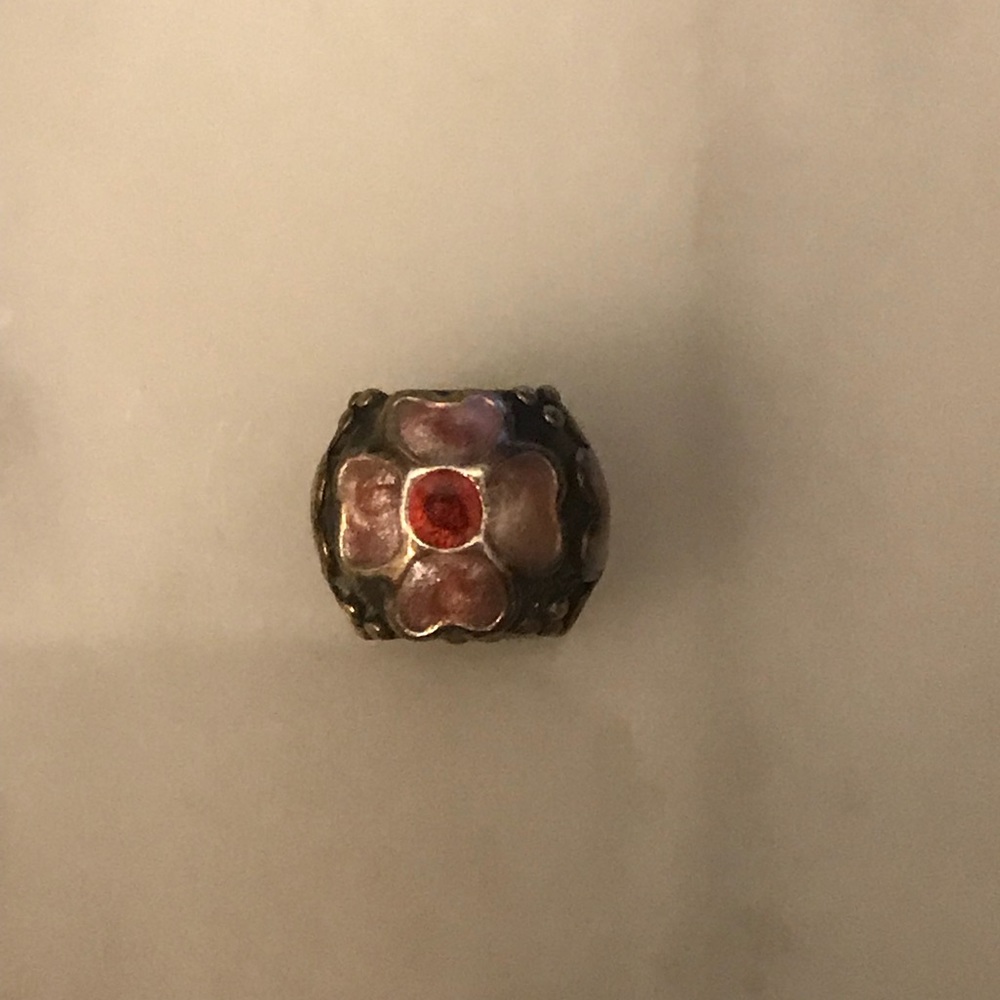 Pandora Pink and red flower charm